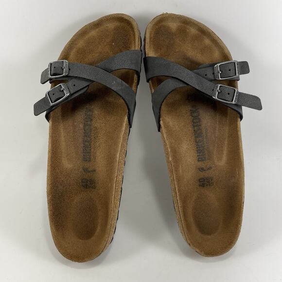 Birkenstock Almere Slide Sandals Womens Size 40 US 9-9.5 Narrow Black 2 Strap - Picture 6 of 9